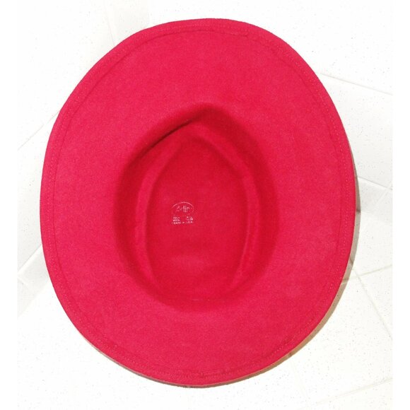 Vintage Arlin Red Wool Church Hat w/ Feathers Kentucky Derby pinup retro bow